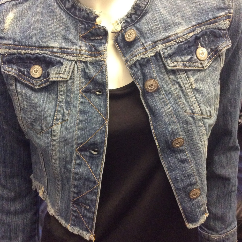Bethany Mota cropped distressed jean jacket